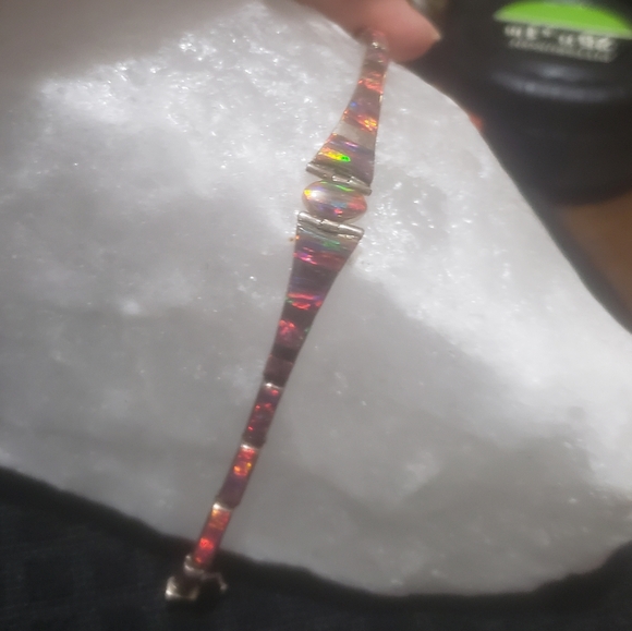 Mexico Sterling Silver Handcrafted Brown Opal Bracelet - Picture 9 of 13